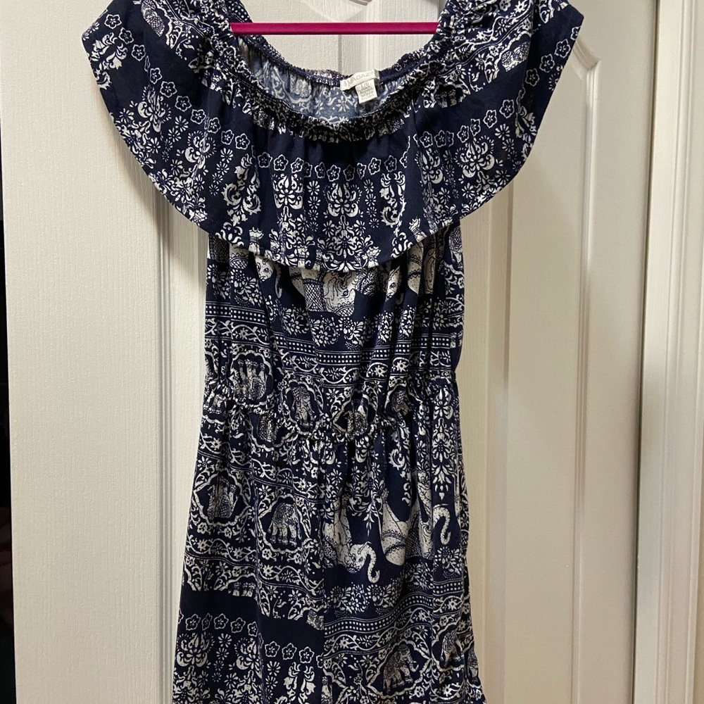 Navy Blue Off-Shoulder Romper